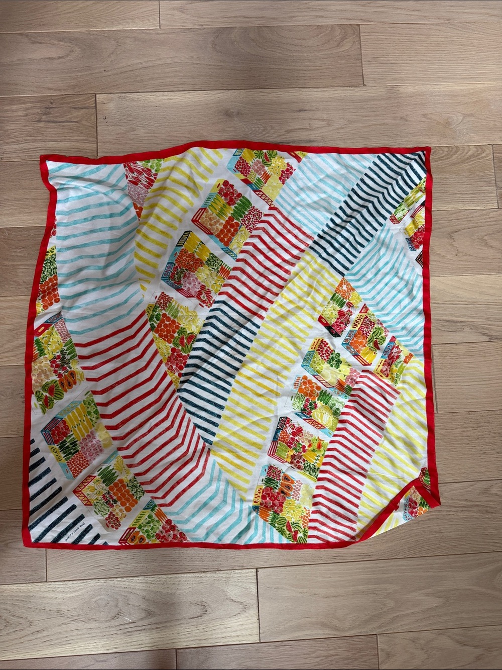 J crew Bright Multi-Stripe Scarf - Red Trim